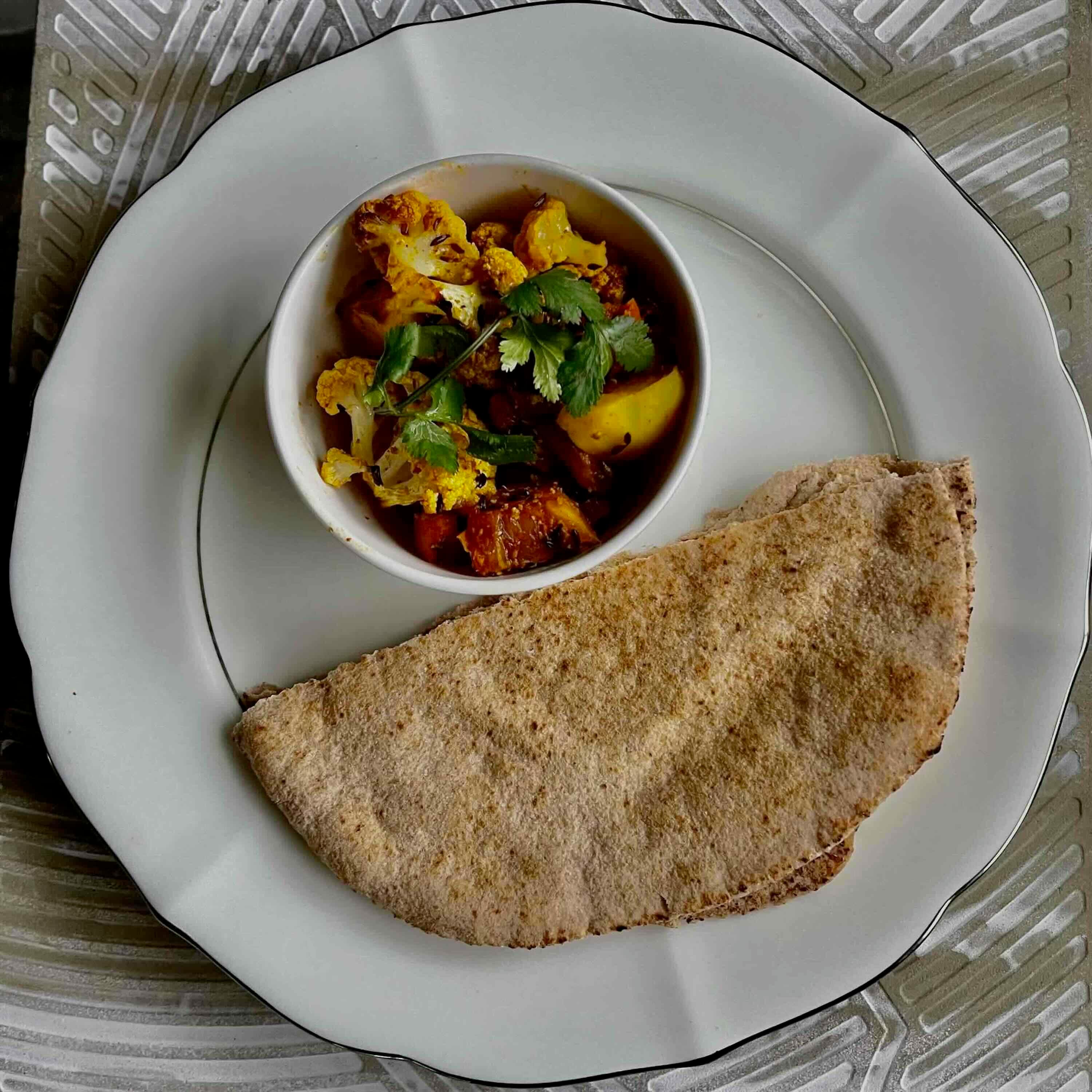 Oven Roasted Aloo Gobi With Pita Bread - My Simple Cooking cover