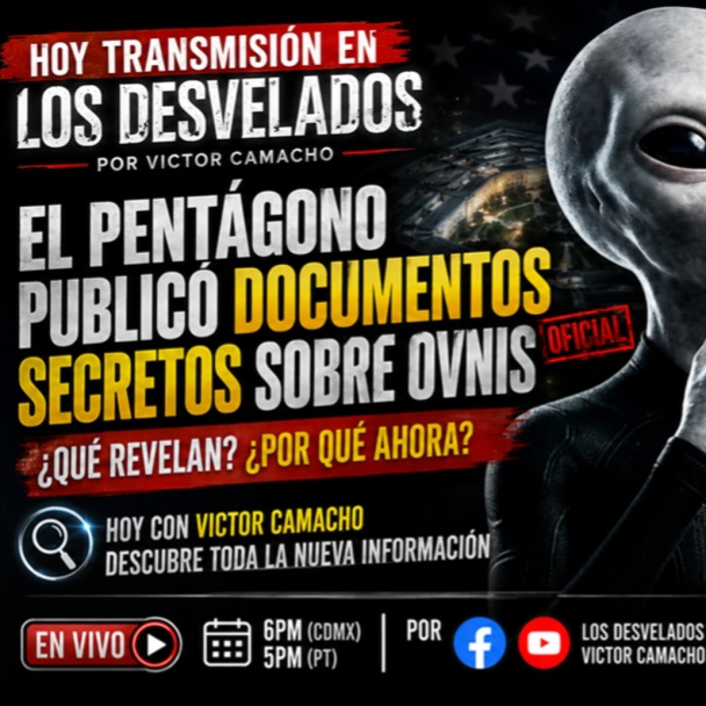 LOS DESVELADOS - PENTAGONO PUBLICA DOCUMENTOS SECRETOS SOBRE OVNIS — Victor Camacho cover