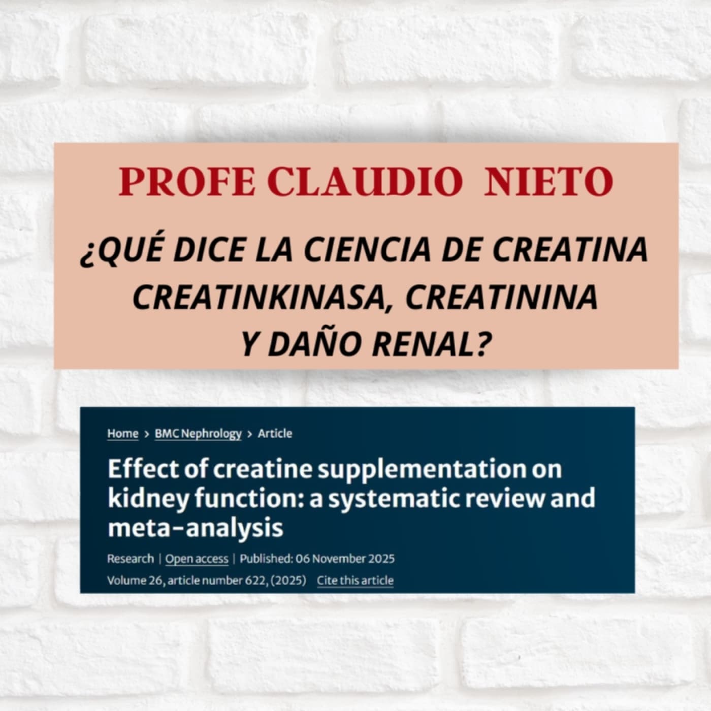 278. ¿LA CREATINA DAÑA EL RIÑÓN? POR QUÉ LA CREATININA TE ENGAÑA — PROFE CLAUDIO NIETO cover