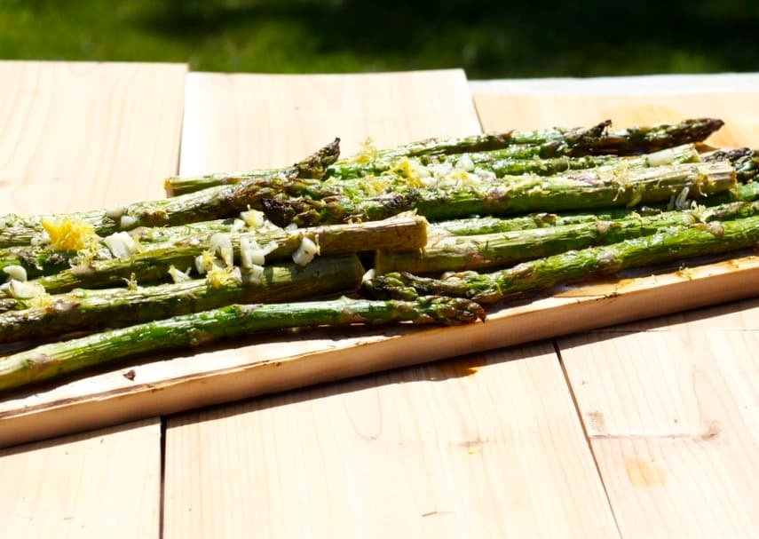 Cerdar Plank Lemon Zested Asparagus - Cooking Everything Outdoors cover