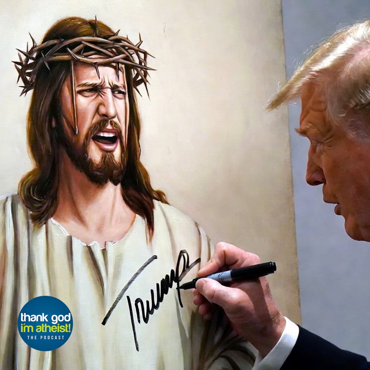 Trump Signed a Painting of Jesus. Seriously. - Thank God I'm Atheist cover