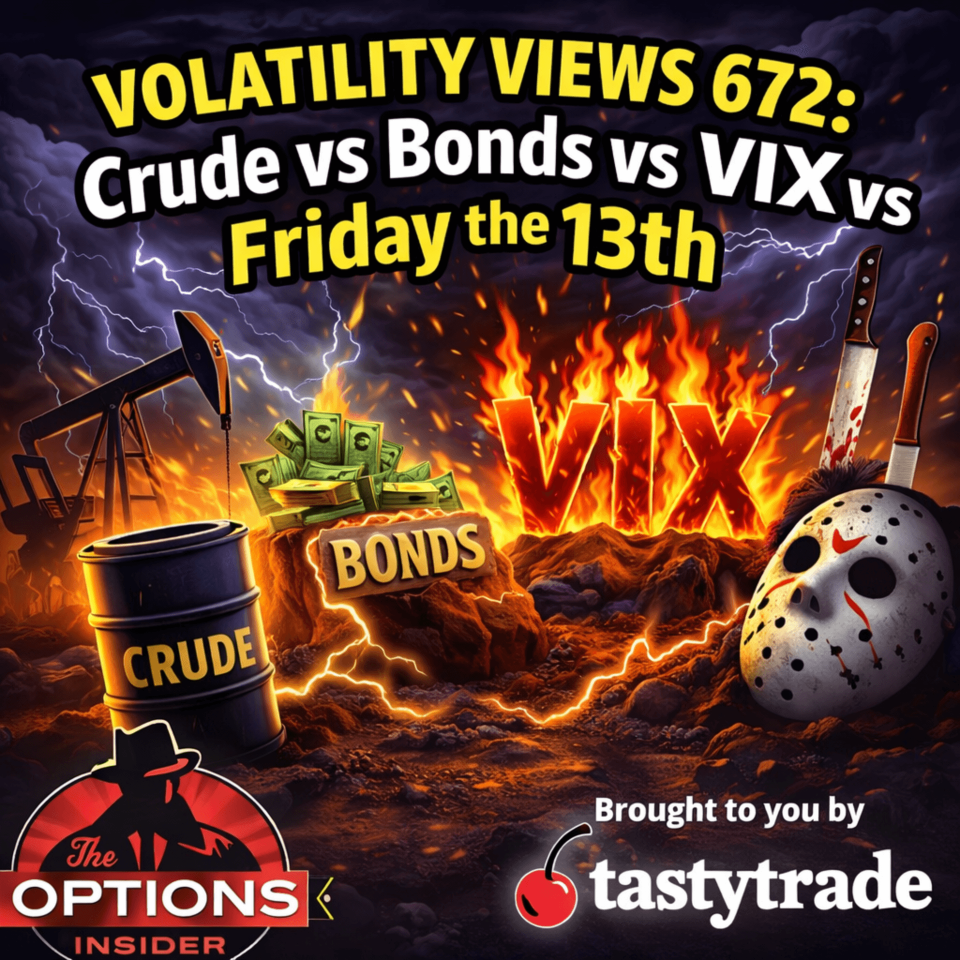 Volatility Views 672: Crude vs Bonds vs VIX vs Friday the 13th - The Options Insider Radio Network cover