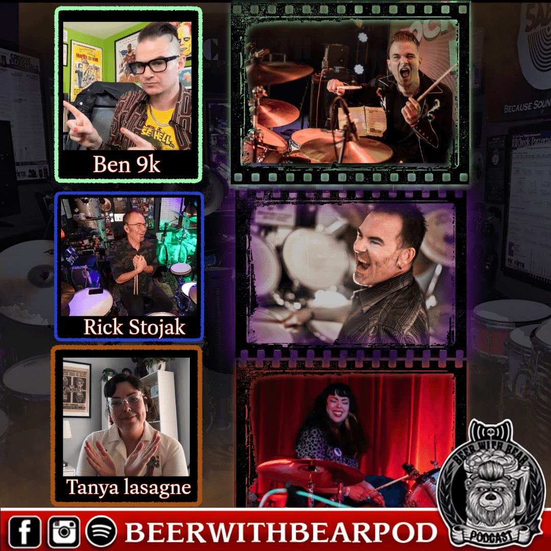 Ep 90 W/ psychobilly drummers Rick Stojak, Ben Nine-k & Tanya( Lasagne )Pelayo — Beer With Bear cover