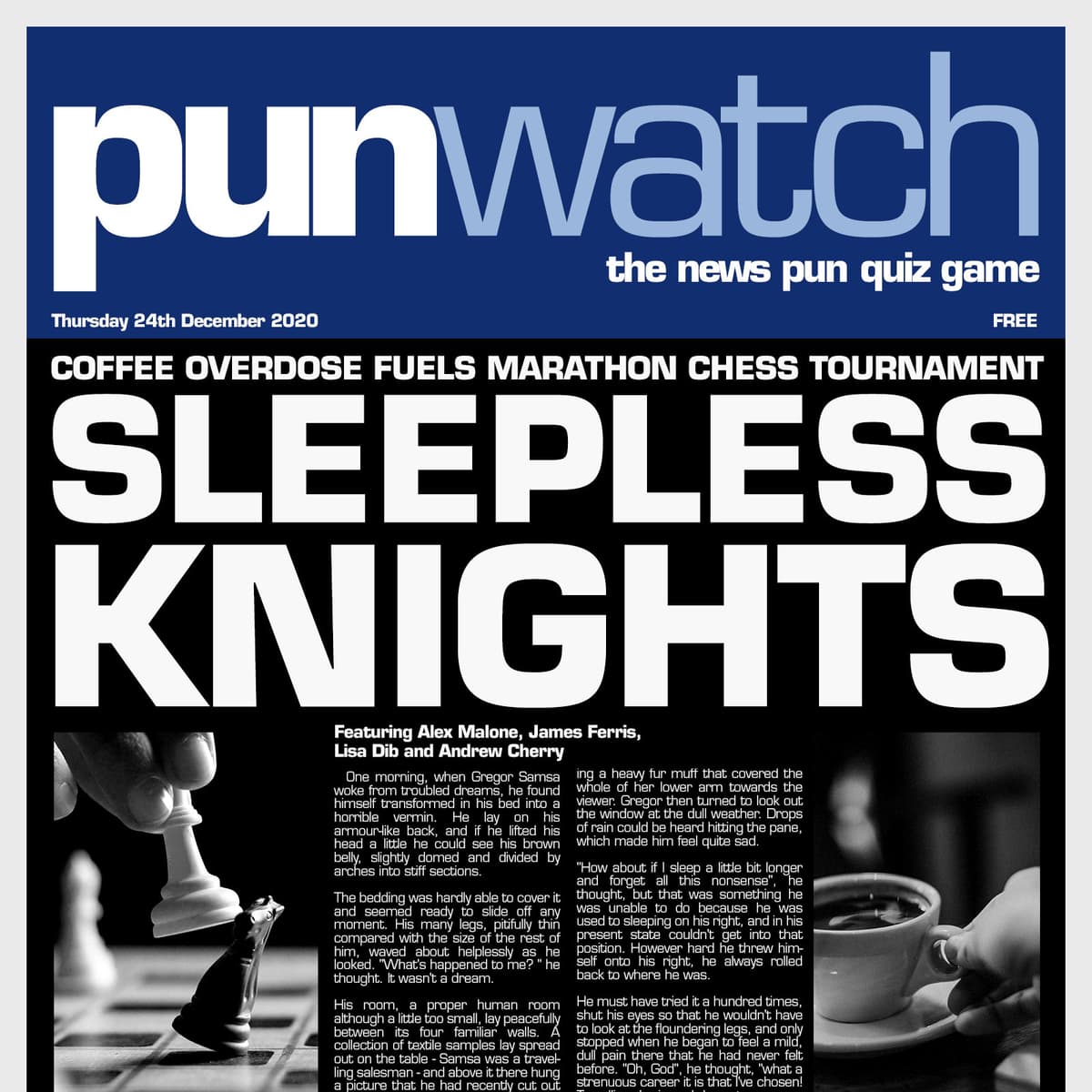 501: Sleepless Knights - Pun Watch: The News Pun Quiz Game cover