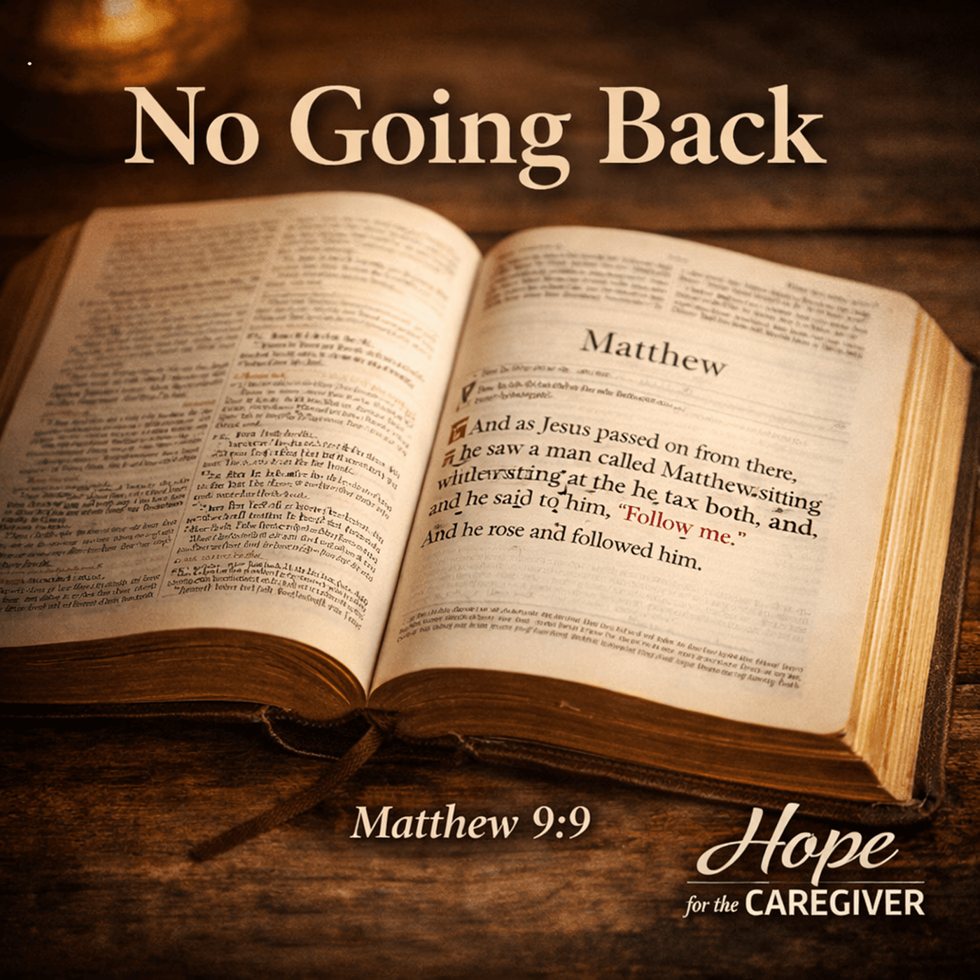 No Going Back: What Matthew's Calling Teaches Caregivers - Hope for the Caregiver cover