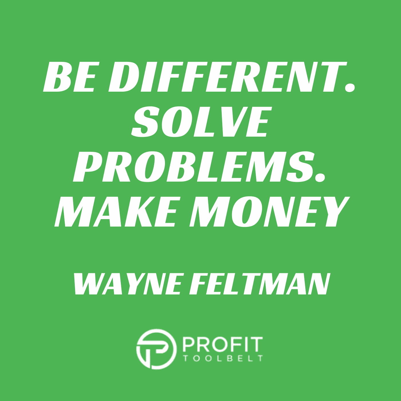 Be different. Solve Problems. Make Money with Wayne Feltman of Velux - Profit Tool Belt cover