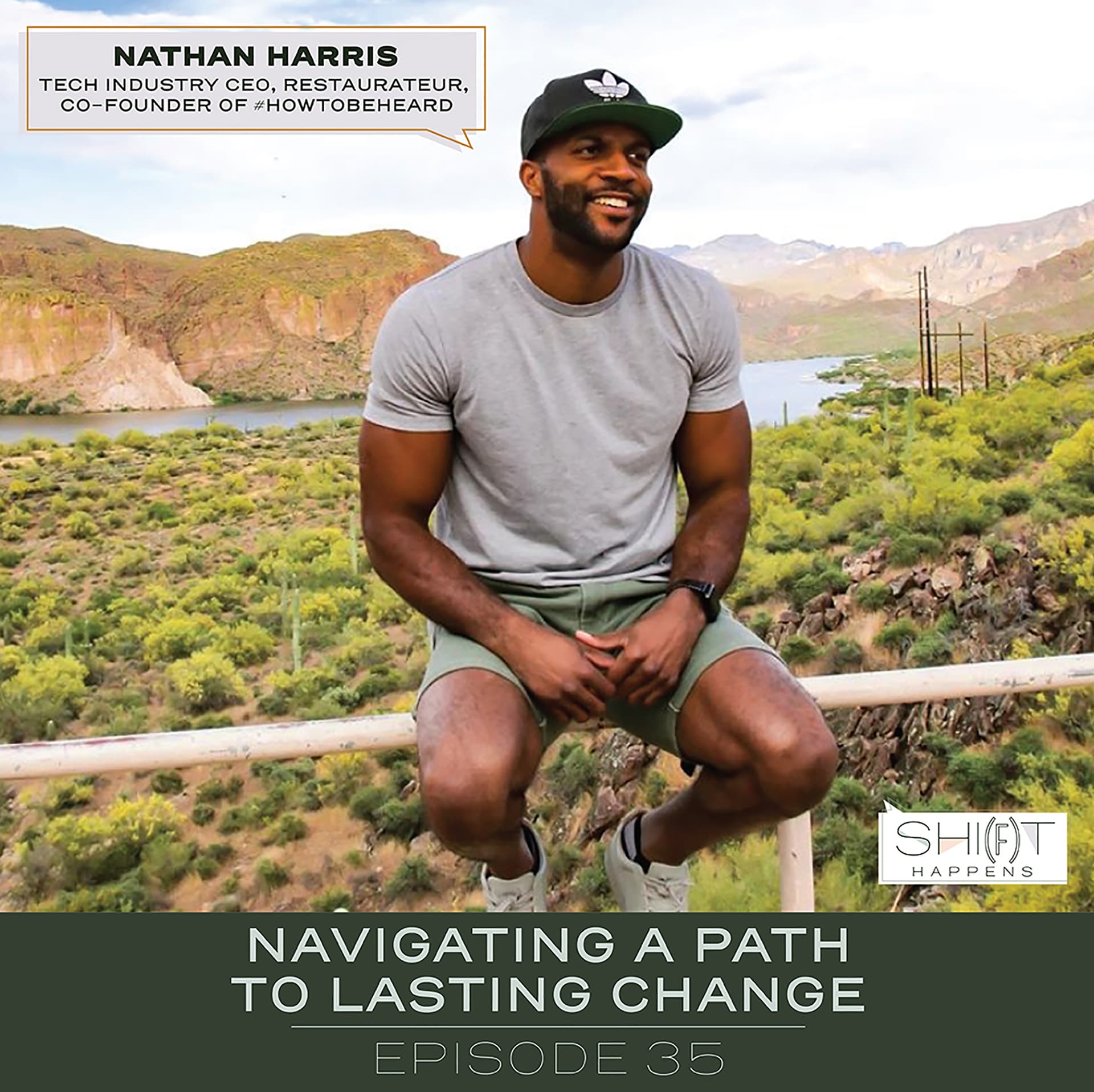 Ep. 35- Navigating a Path to Lasting Change with Nathan Harris, Co-Founder of #HOWTOBEHEARD — SHI(F)T HAPPENS Pod cover