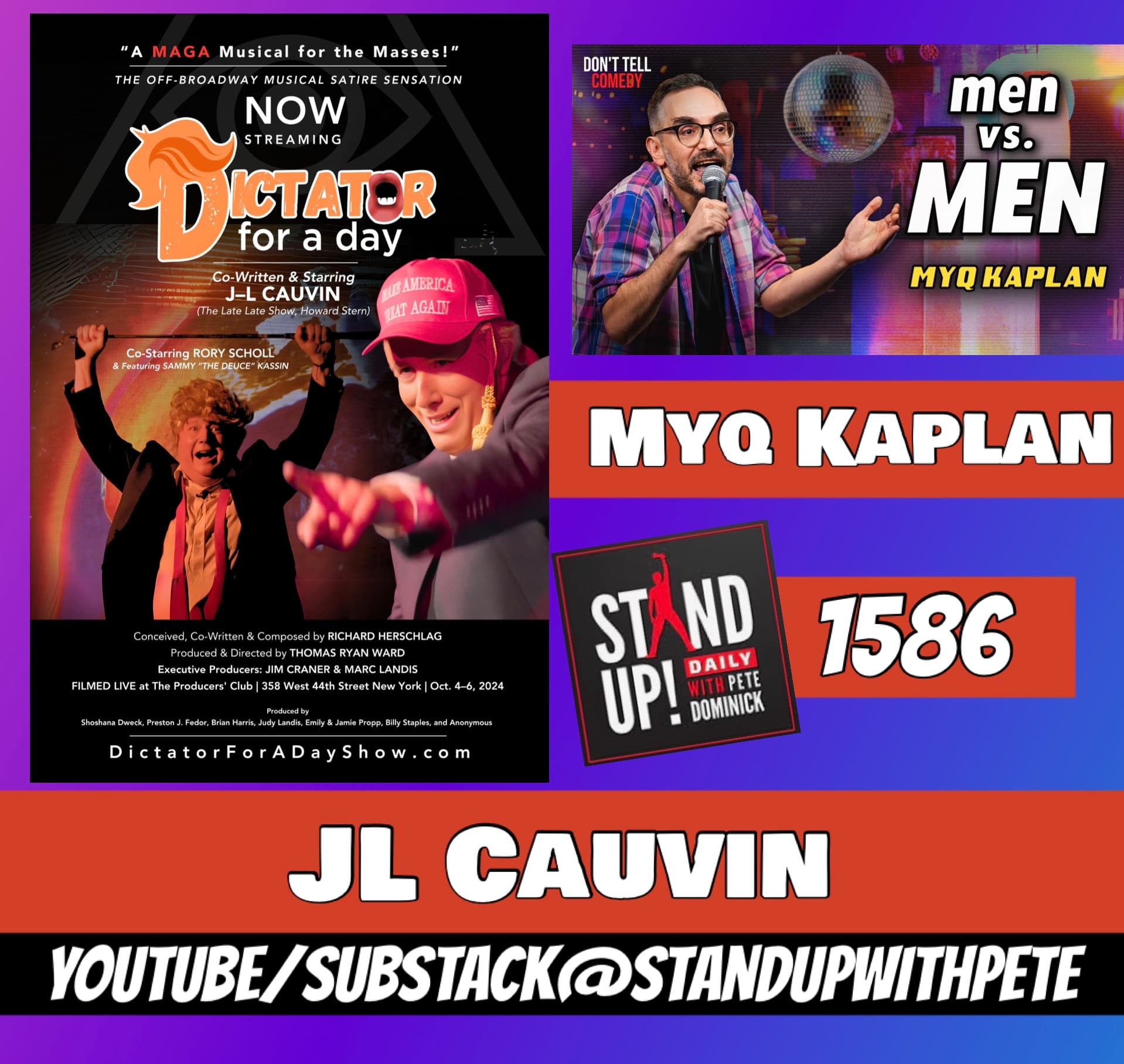 1587 Comedians JL Cauvin and Myq Kaplan - Stand Up! with Pete Dominick cover