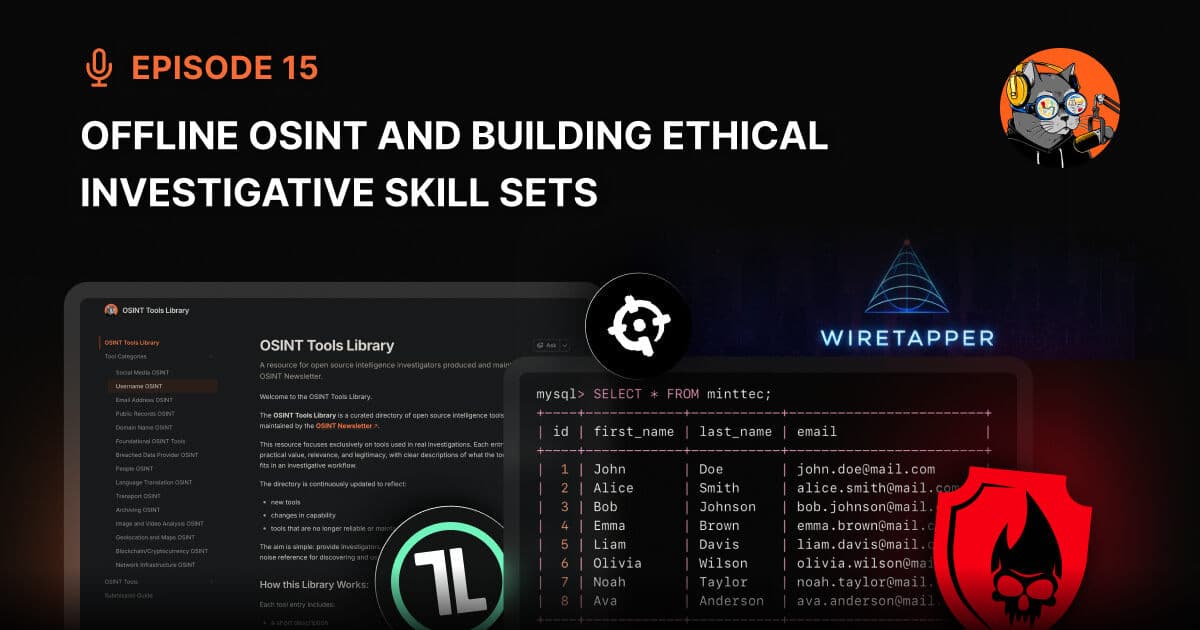 Episode 15: Offline OSINT and Building Ethical Investigative Skill Sets - The OSINT Podcast cover