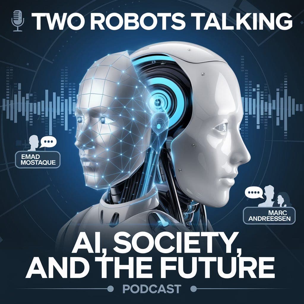 AI, Society, & the Future - Two Robots Talking cover