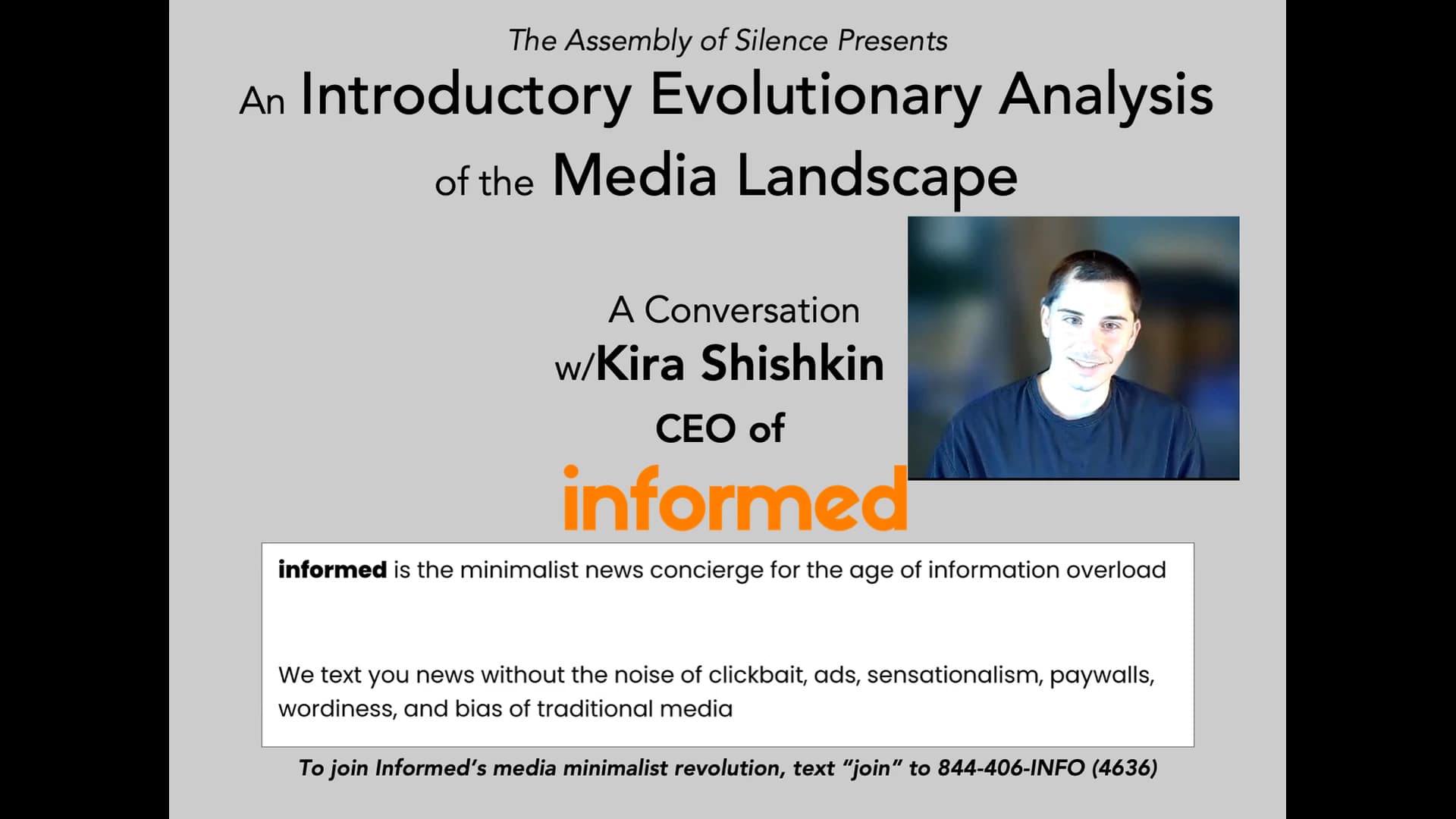 1st Conversation w/ Kira Shishkin, CEO of Informed [X.13] - Assembly of Silence cover