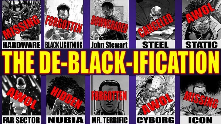 DC Is Eliminating Its Black Characters - Comical Opinions: Comics Reviews for Image, Dynamite, Zenescope, And More cover