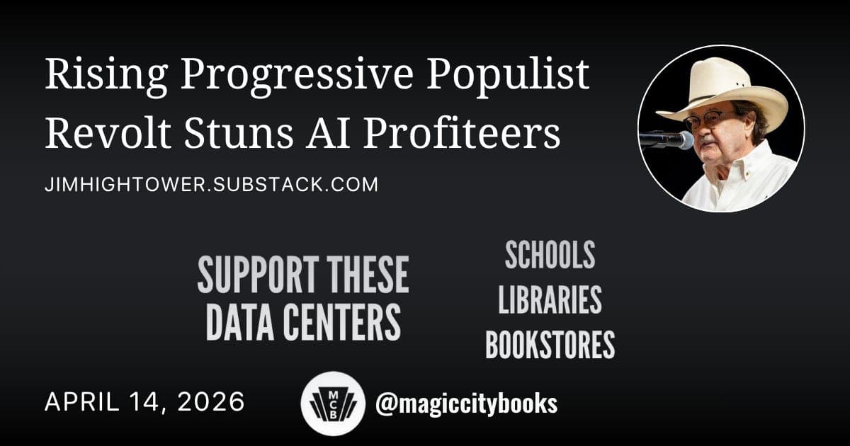 Rising Progressive Populist Revolt Stuns AI Profiteers - Jim Hightower's Radio Lowdown cover