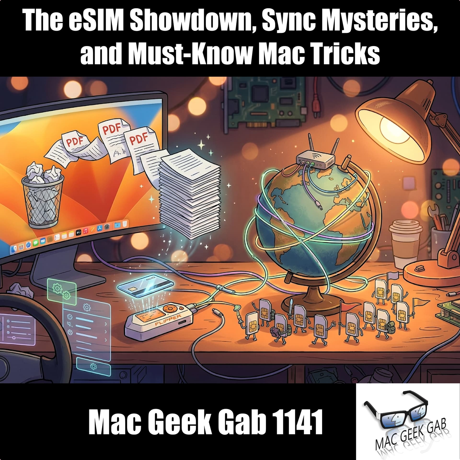 The eSIM Showdown, Sync Mysteries, and Must-Know Mac Tricks — Mac Geek Gab — Apple Tips, Tricks, and Troubleshooting cover