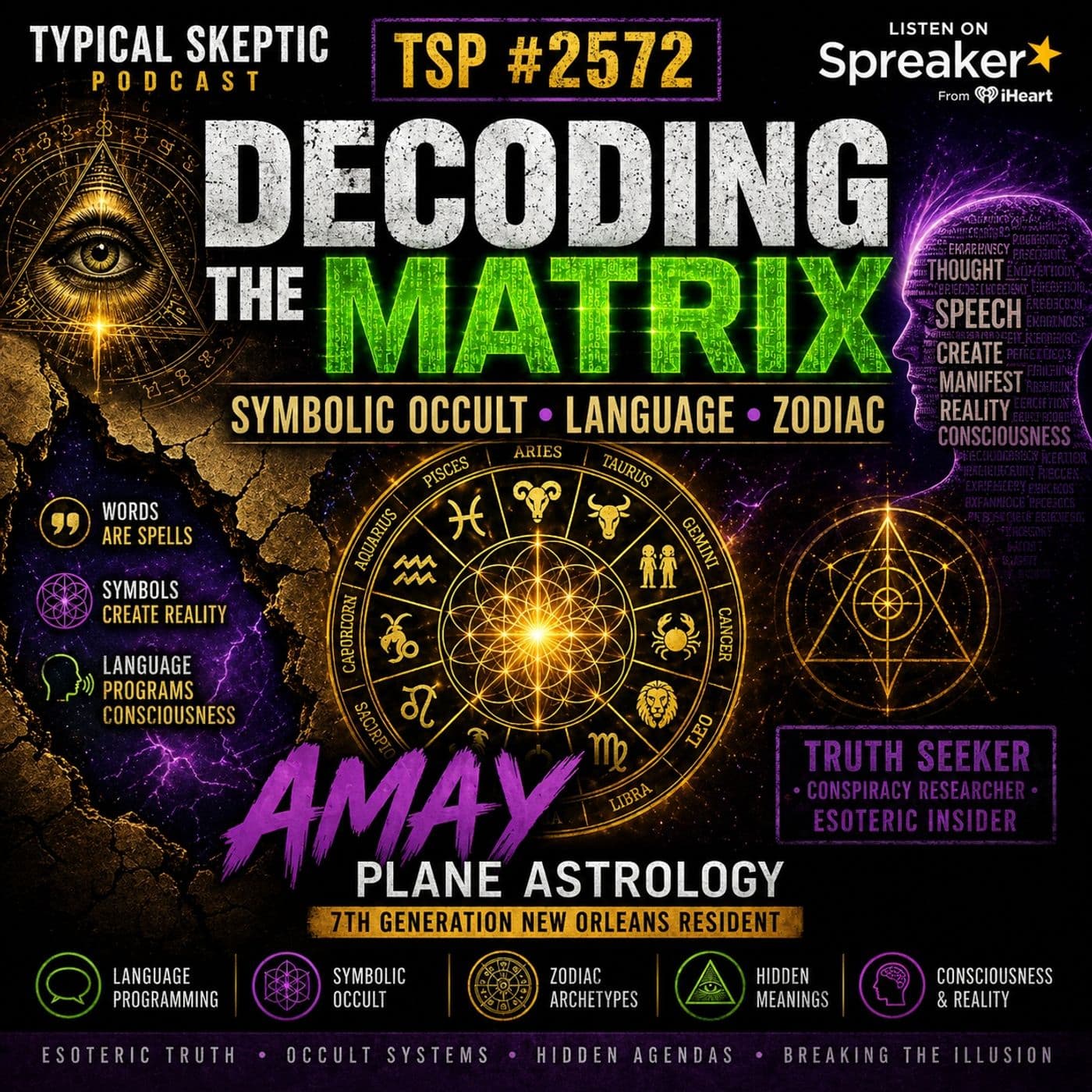 Decoding The Matrix, Symbolic Occult, Language, Zodiac - Amay (Plane Astrology) - TSP # 2572 - Typical Skeptic Podcast cover
