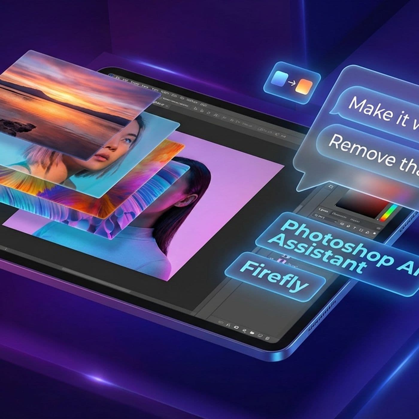 Photoshop’s AI Assistant Lets You Edit By Talking - Blue Lightning AI Daily cover