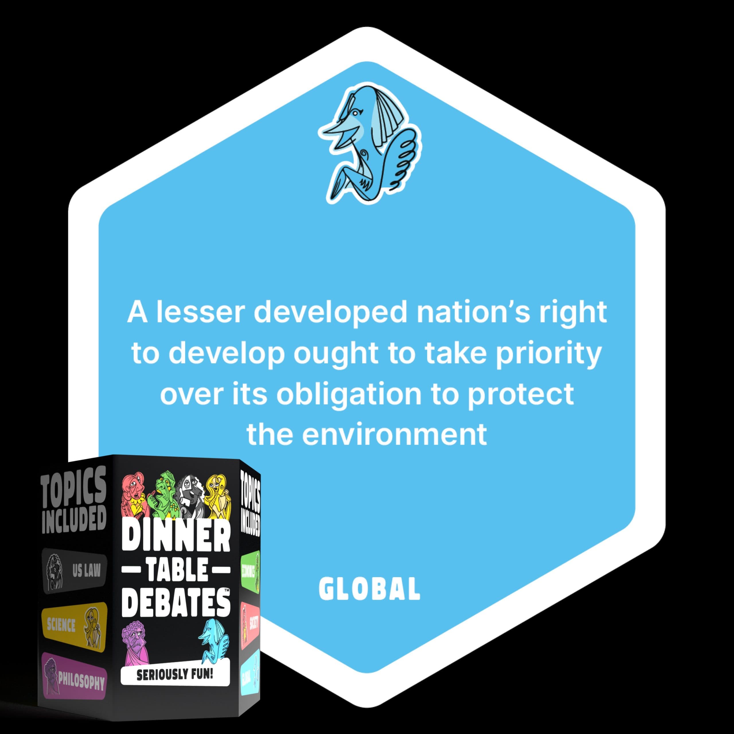 GLOBAL: A lesser developed nation’s right to develop ought to take priority over its obligation to protect the environment - Dinner Table Debates Daily Deep Dive cover
