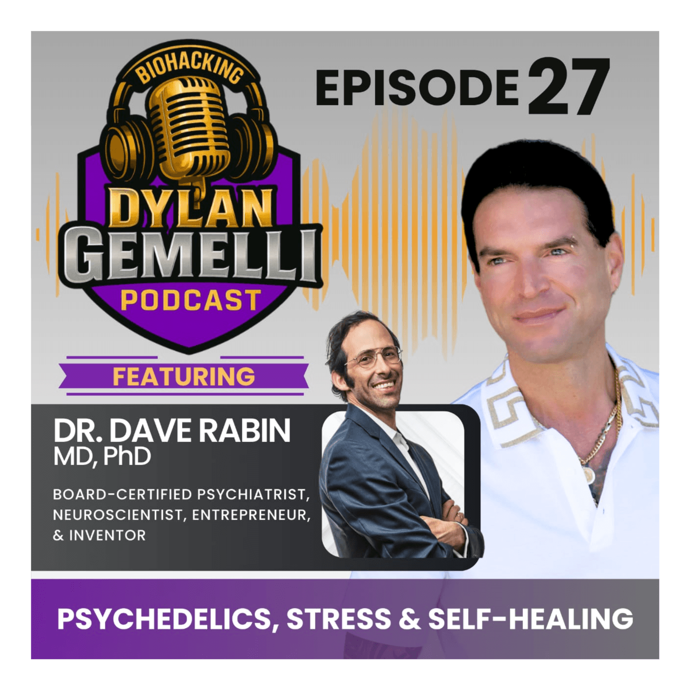 Episode #27 Featuring Dr. Dave Rabin! Psychedelic therapy misconceptions, effectiveness and safety, chronic stress implications, shifting from treatment to CURE, ketamine facts, unlocking self awareness, mental health vs. stress and more! - The Dylan Gemelli Podcast cover